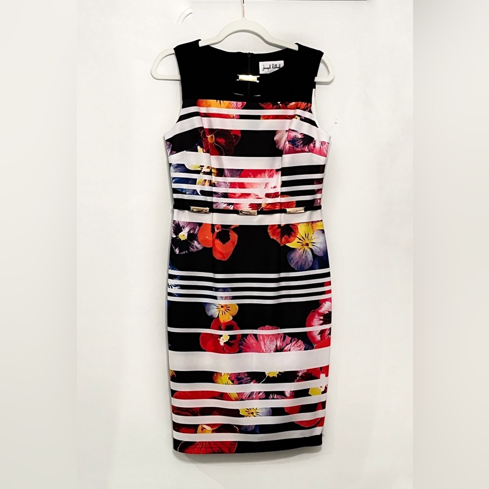 Joseph Ribkoff floral designer dress with mesh size 8